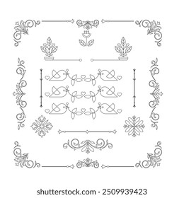 Elementos de design floral para casamentos e cartões de gratidão Coleção romântica