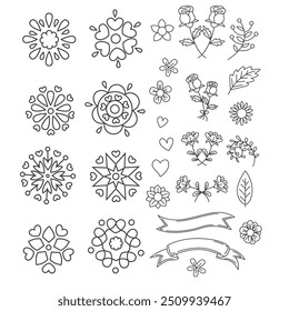 Elementos de design floral para casamentos e cartões de gratidão Coleção romântica