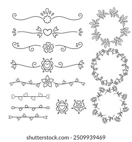 Elementos de design floral para casamentos e cartões de gratidão Coleção romântica