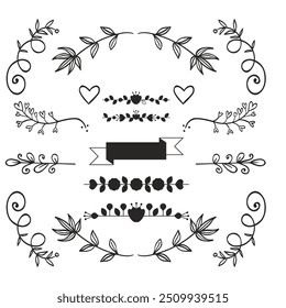 Elementos de design floral para casamentos e cartões de gratidão Coleção romântica