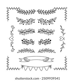 Elementos de design floral para casamentos e cartões de gratidão Coleção romântica