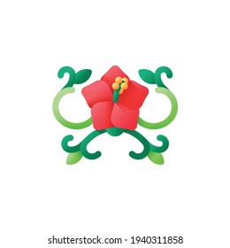 Diseño floral Icono plano aislado en fondo blanco