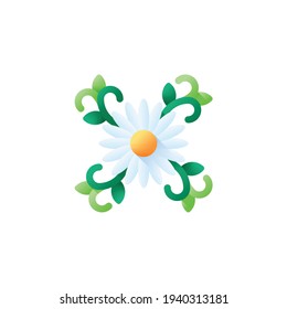 Diseño floral Icono plano aislado en fondo blanco
