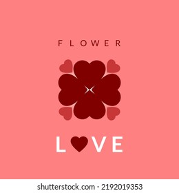 Floral design formed from the heart. flat design, heart flower illustration and logo.