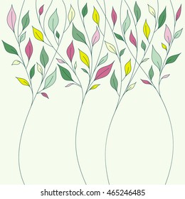 Floral design with fresh spring leaves. Abstract illustration