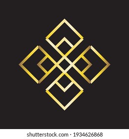 Floral design with gold triangle object on black background
