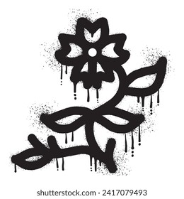 Floral design graffiti drawn with black spray paint