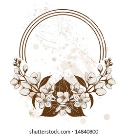 Diseño floral. Grunge elementos en capas separadas.