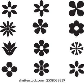 Floral design icon set showcases a stunning array of decorative elements perfect for enhancing any project. Each icon is meticulously crafted, featuring detailed botanical patterns, leaf motifs.