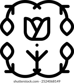 Icono de diseño floral. Diseño De Estilo Lineal Delgado Aislado Sobre Fondo Blanco