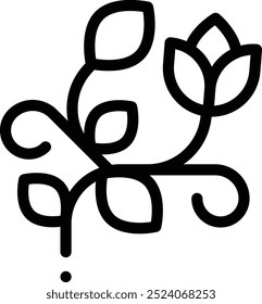 ícone de design floral. Design De Estilo Linear Fino Isolado Em Plano De Fundo Branco