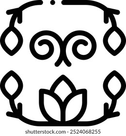 Icono de diseño floral. Diseño De Estilo Lineal Delgado Aislado Sobre Fondo Blanco