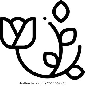 Icono de diseño floral. Diseño De Estilo Lineal Delgado Aislado Sobre Fondo Blanco