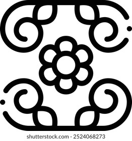 Icono de diseño floral. Diseño De Estilo Lineal Delgado Aislado Sobre Fondo Blanco