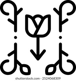 Icono de diseño floral. Diseño De Estilo Lineal Delgado Aislado Sobre Fondo Blanco