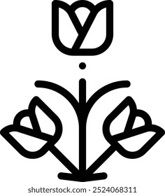 Icono de diseño floral. Diseño De Estilo Lineal Delgado Aislado Sobre Fondo Blanco
