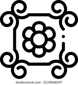 Icono de diseño floral. Diseño De Estilo Lineal Delgado Aislado Sobre Fondo Blanco