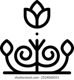 Icono de diseño floral. Diseño De Estilo Lineal Delgado Aislado Sobre Fondo Blanco