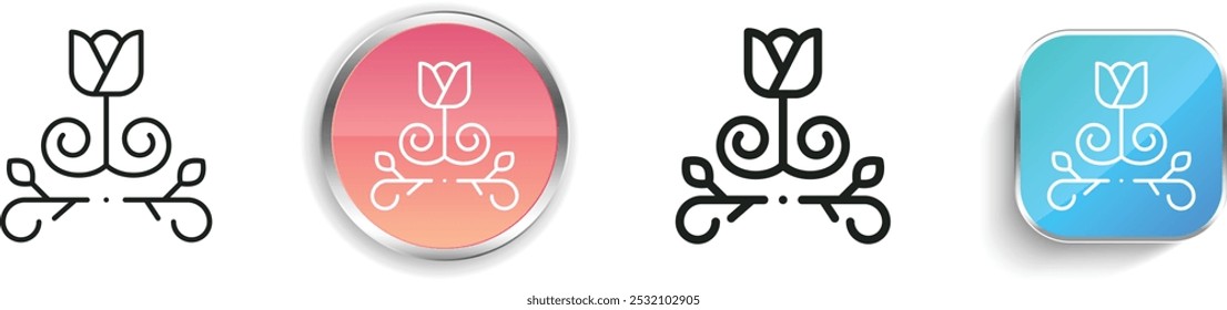 floral design icon. Thin Linear, Regular and Button Style Design Isolated On White Background