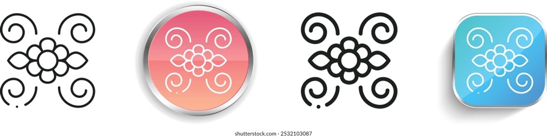 floral design icon. Thin Linear, Regular and Button Style Design Isolated On White Background