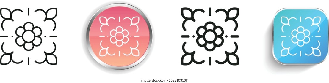 floral design icon. Thin Linear, Regular and Button Style Design Isolated On White Background