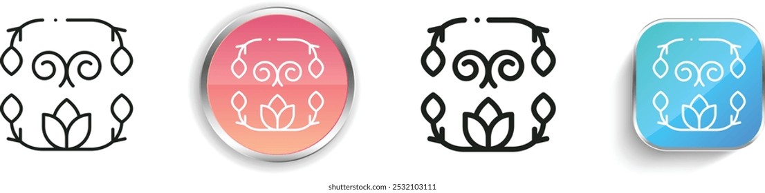 floral design icon. Thin Linear, Regular and Button Style Design Isolated On White Background