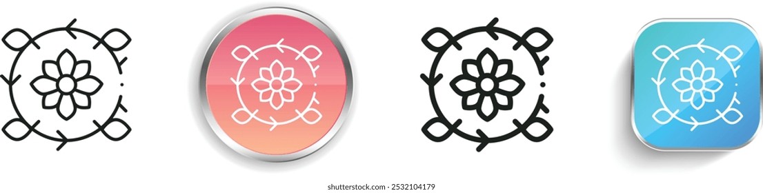 floral design icon. Thin Linear, Regular and Button Style Design Isolated On White Background