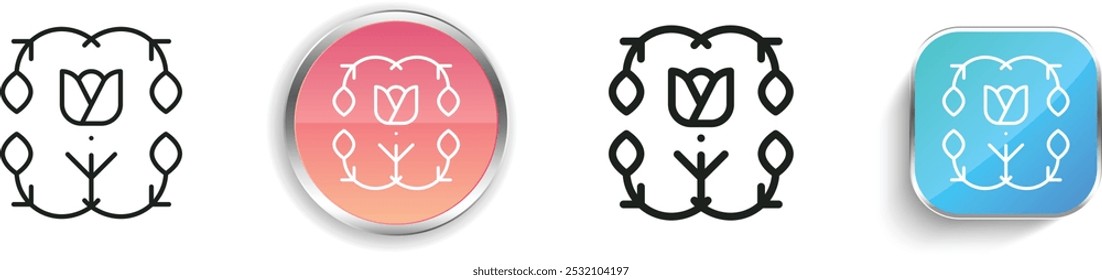 floral design icon. Thin Linear, Regular and Button Style Design Isolated On White Background