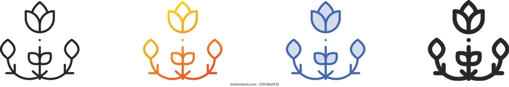 floral design icon.Thin Linear, Gradient, Blue Stroke and bold Style Design Isolated On White Background
