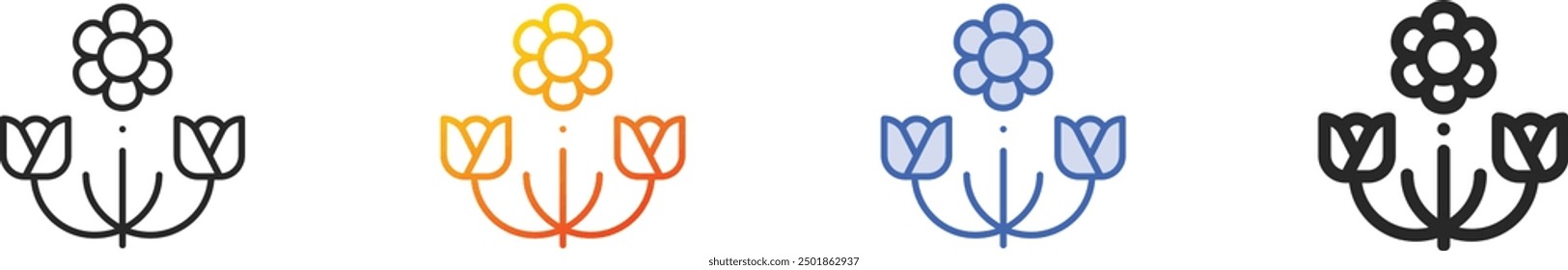 floral design icon.Thin Linear, Gradient, Blue Stroke and bold Style Design Isolated On White Background