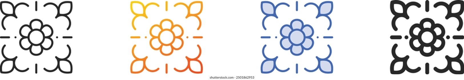 florales Design-Symbol.Dünn linear, Farbverlauf, blauer Strich und kräftiges Style-Design einzeln auf weißem Hintergrund