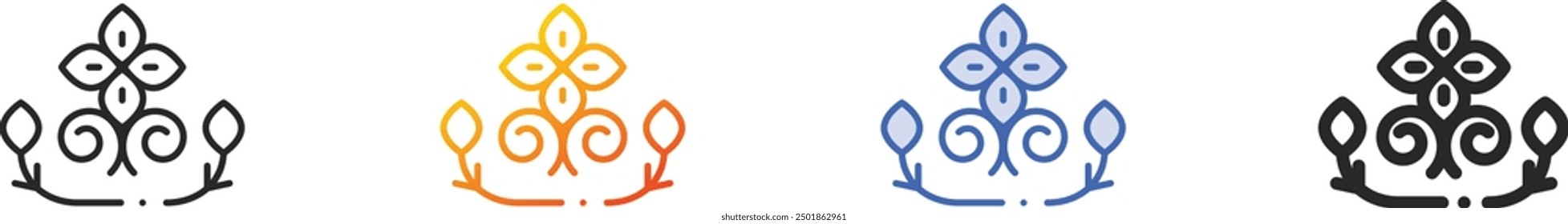 floral design icon.Thin Linear, Gradient, Blue Stroke and bold Style Design Isolated On White Background