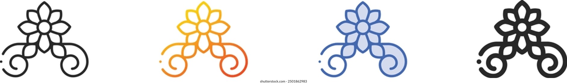 floral design icon.Thin Linear, Gradient, Blue Stroke and bold Style Design Isolated On White Background