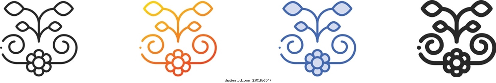 floral design icon.Thin Linear, Gradient, Blue Stroke and bold Style Design Isolated On White Background