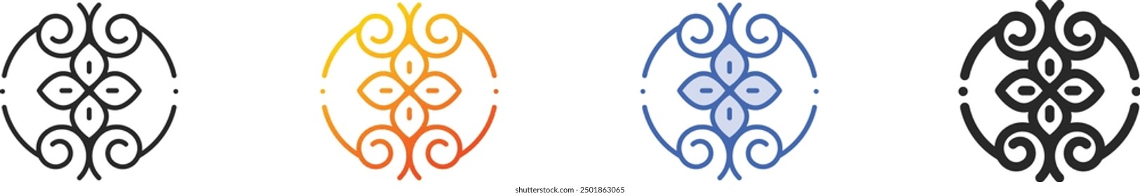 floral design icon.Thin Linear, Gradient, Blue Stroke and bold Style Design Isolated On White Background