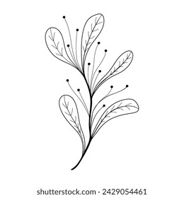 floral design ink line style. Vector for wedding invitation, save the date, greeting card