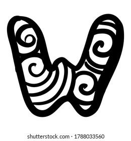 Floral design lettering. Hand drawn illustration for your design. Letter W
