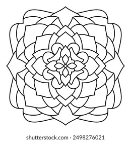 Floral design with line, drawing of botanical, natural theme, for coloring book page, ornament, decoration, tattoo, wallpaper, background, card, sticker.