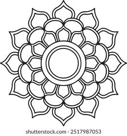 Floral design with line, drawing with natural, botanical theme, for coloring book.