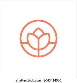 diseño floral en el logotipo de línea dentro del círculo