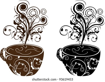 Floral design on coffee cups