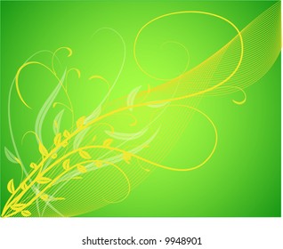 a floral design on green