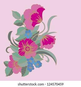floral design on a pink background