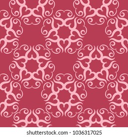 Floral design on red background. Seamless pattern for textile and wallpapers