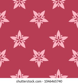 Floral design on red background. Seamless pattern for textile and wallpapers