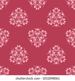 Floral design on red background. Seamless pattern for textile and wallpapers