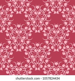 Floral design on red background. Seamless pattern for textile and wallpapers