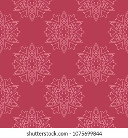 Floral design on red background. Seamless pattern for textile and wallpapers