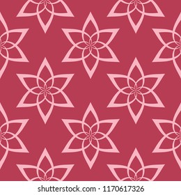 Floral design on red background. Seamless pattern for textile and wallpapers