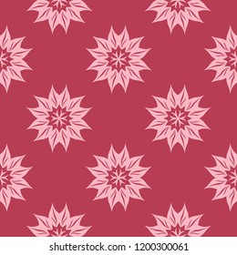 Floral design on red background. Seamless pattern for textile and wallpapers